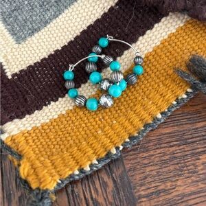 Carolyn Pollack Turquoise and Silver Earrings Navajo Pearl style earrings hoops